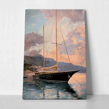 Πίνακας σε Καμβά VINTAGE PASTEL BOAT IN HARBOR 2 - Vintage