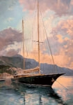 Πίνακας σε Καμβά VINTAGE PASTEL BOAT IN HARBOR 2