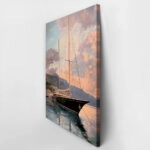 Πίνακας σε Καμβά VINTAGE PASTEL BOAT IN HARBOR 2
