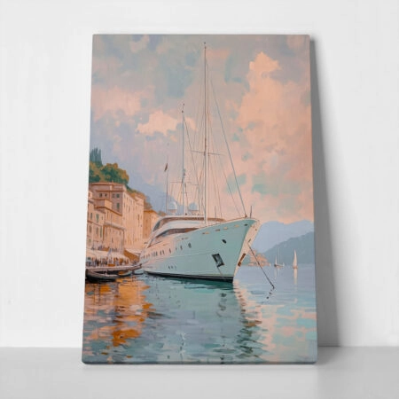 Πίνακας σε Καμβά VINTAGE PASTEL BOAT IN HARBOR 3 - Vintage