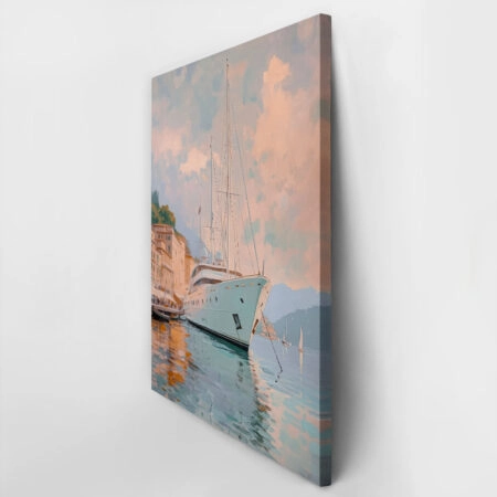 Πίνακας σε Καμβά VINTAGE PASTEL BOAT IN HARBOR 3 - Vintage Sticky 2
