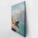 Πίνακας σε Καμβά VINTAGE PASTEL BOAT IN HARBOR