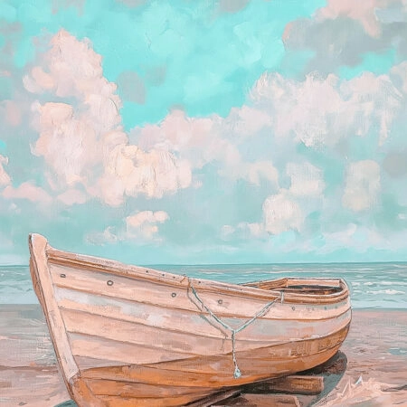 Πίνακας σε Καμβά VINTAGE PASTEL BOAT - Vintage Sticky 5