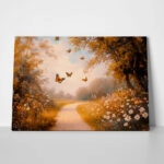 Πίνακας σε Καμβά VINTAGE PASTEL BUTTERFLIES FOREST PATH 2