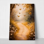 Πίνακας σε Καμβά VINTAGE PASTEL BUTTERFLIES FOREST PATH