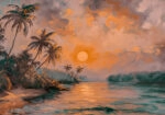 Πίνακας σε Καμβά VINTAGE PASTEL CALM BEACH 3