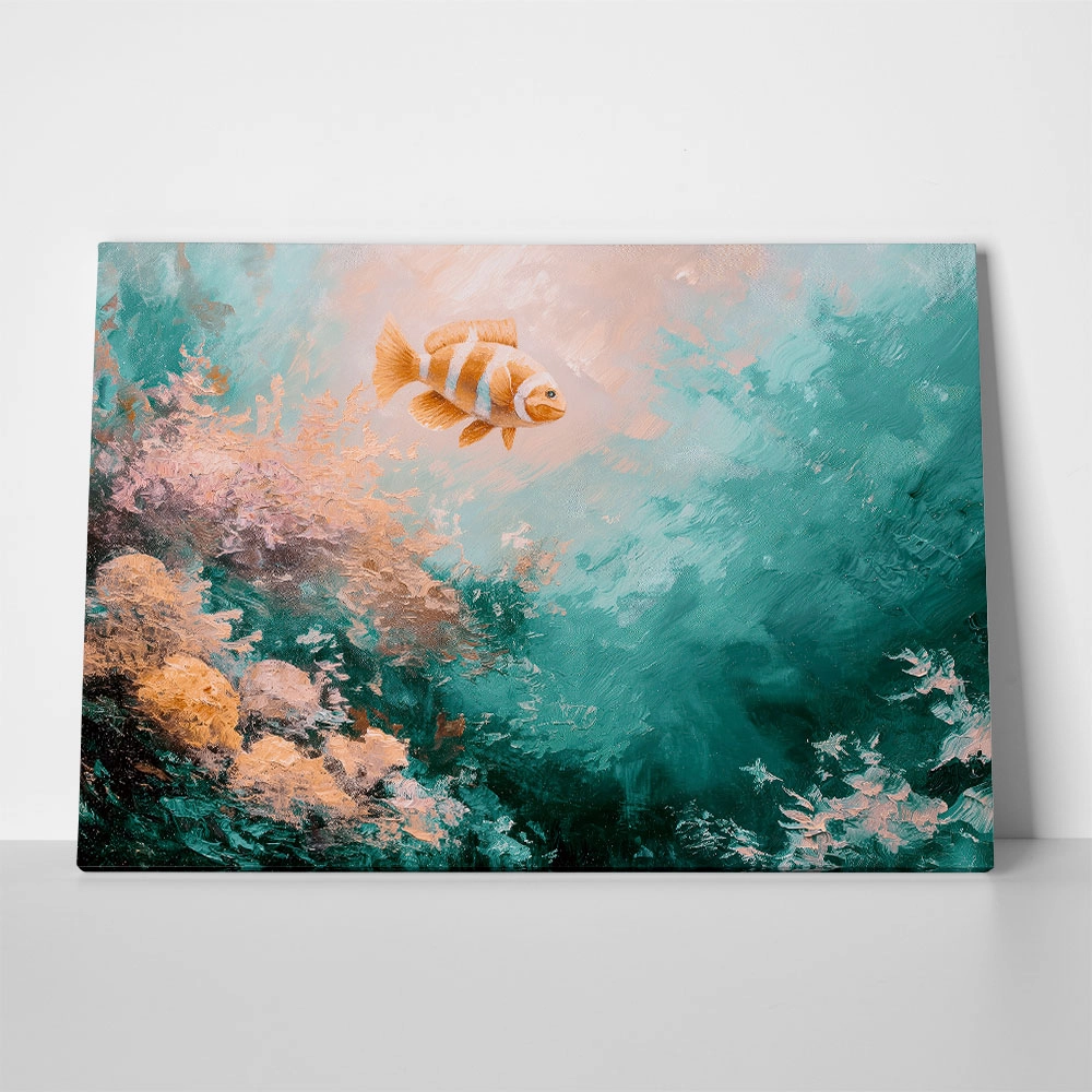 Πίνακας σε Καμβά VINTAGE PASTEL CLOWN FISH 2