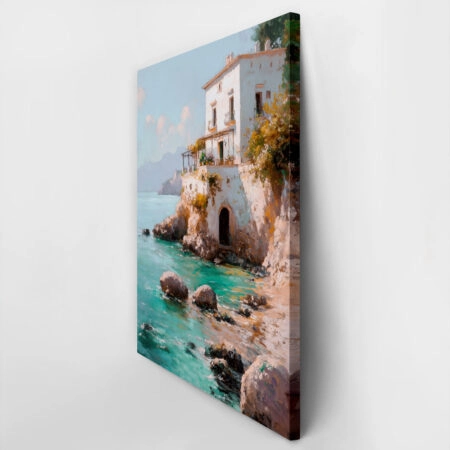 Πίνακας σε Καμβά VINTAGE PASTEL COASTAL HOUSE 2 - Vintage Sticky 2