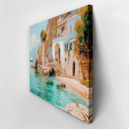 Πίνακας σε Καμβά VINTAGE PASTEL COASTAL HOUSE 3 - Vintage Sticky 2