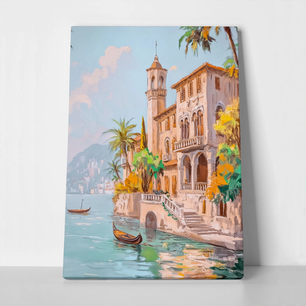 Πίνακας σε Καμβά VINTAGE PASTEL COASTAL HOUSE