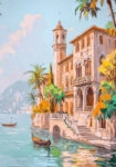 Πίνακας σε Καμβά VINTAGE PASTEL COASTAL HOUSE