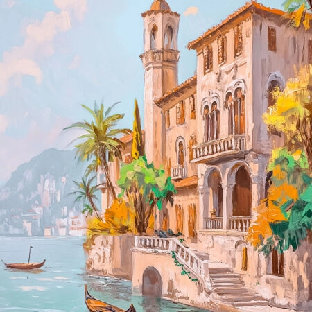 Πίνακας σε Καμβά VINTAGE PASTEL COASTAL HOUSE - Vintage Sticky 5