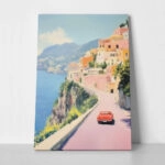 Πίνακας σε Καμβά VINTAGE PASTEL COASTAL ROAD