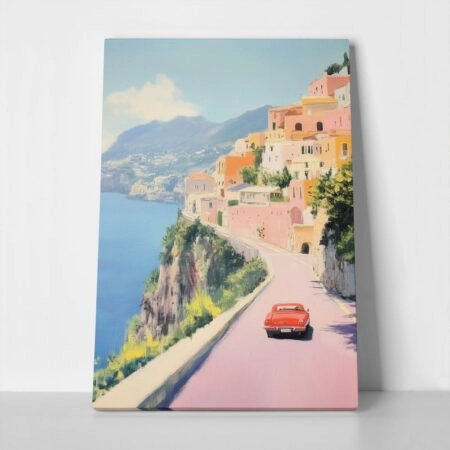 Πίνακας σε Καμβά VINTAGE PASTEL COASTAL ROAD - Vintage