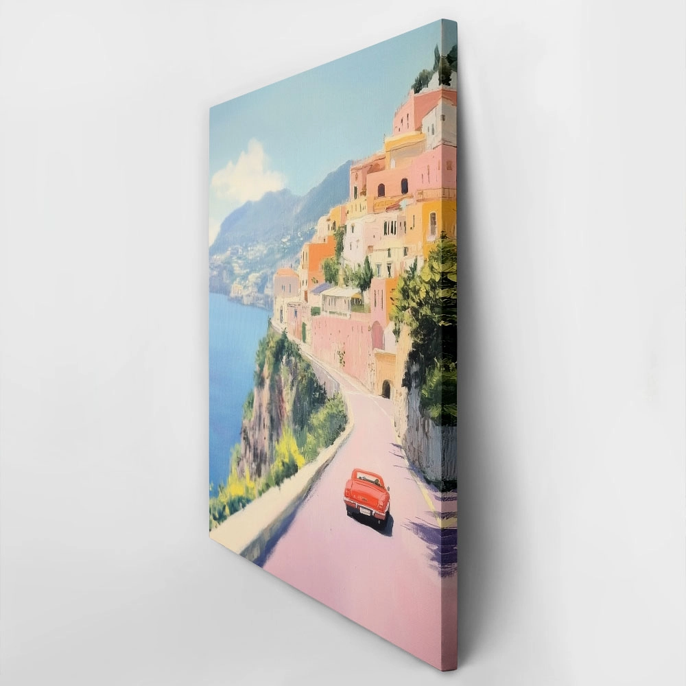 Πίνακας σε Καμβά VINTAGE PASTEL COASTAL ROAD