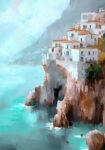 Πίνακας σε Καμβά VINTAGE PASTEL COASTAL VILLAGE