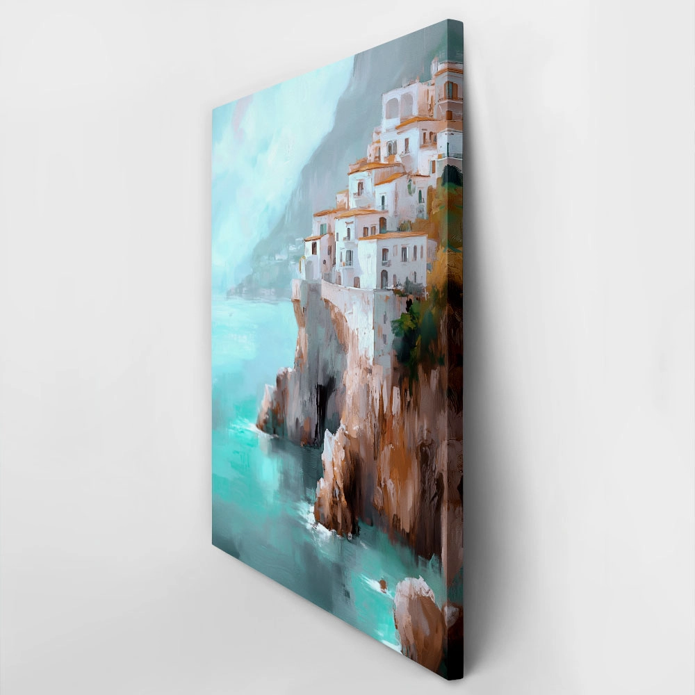 Πίνακας σε Καμβά VINTAGE PASTEL COASTAL VILLAGE