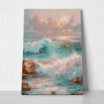 Πίνακας σε Καμβά VINTAGE PASTEL COASTAL WAVES 2