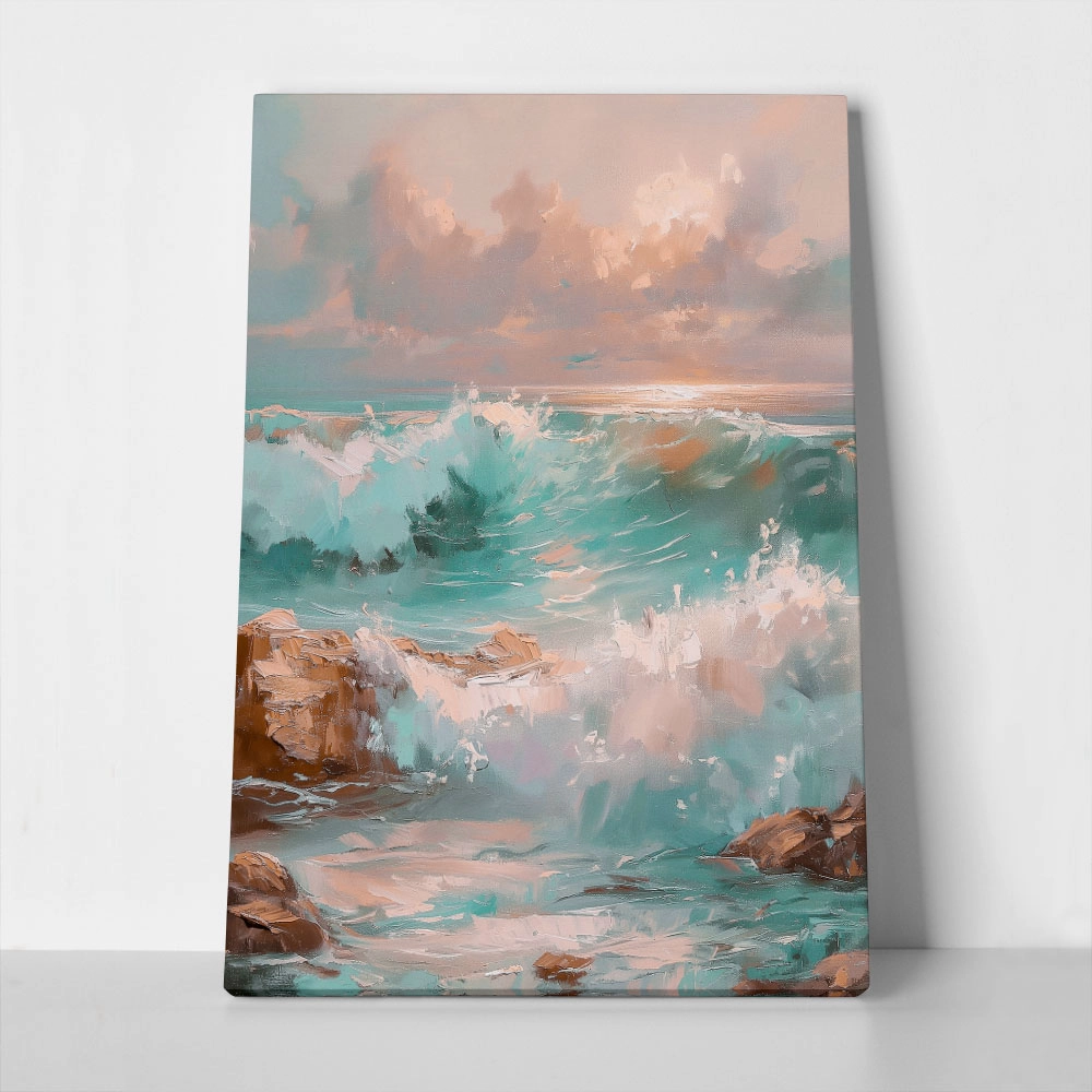 Πίνακας σε Καμβά VINTAGE PASTEL COASTAL WAVES 2