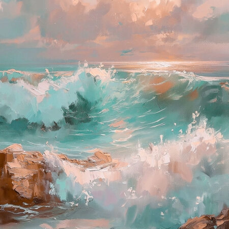 Πίνακας σε Καμβά VINTAGE PASTEL COASTAL WAVES 2 - Vintage Sticky 5