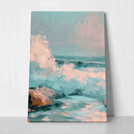 Πίνακας σε Καμβά VINTAGE PASTEL COASTAL WAVES 3 - Vintage