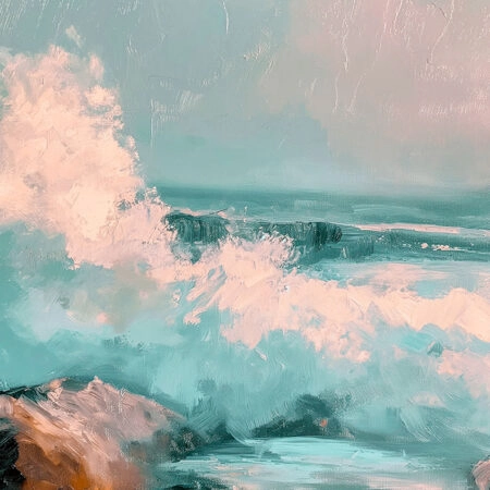 Πίνακας σε Καμβά VINTAGE PASTEL COASTAL WAVES 3 - Vintage Sticky 5