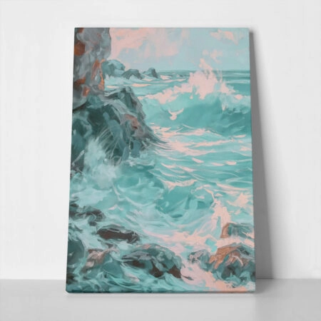 Πίνακας σε Καμβά VINTAGE PASTEL COASTAL WAVES 4 - Vintage
