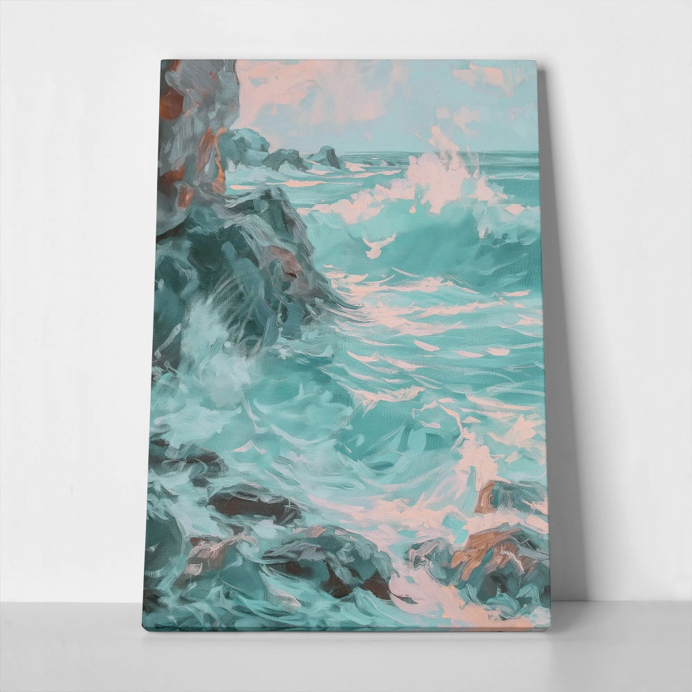 Πίνακας σε Καμβά VINTAGE PASTEL COASTAL WAVES 4