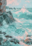 Πίνακας σε Καμβά VINTAGE PASTEL COASTAL WAVES 4