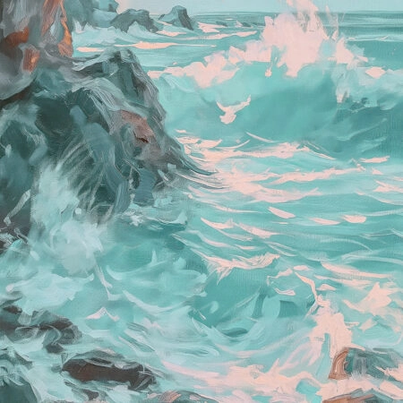 Πίνακας σε Καμβά VINTAGE PASTEL COASTAL WAVES 4 - Vintage Sticky 5