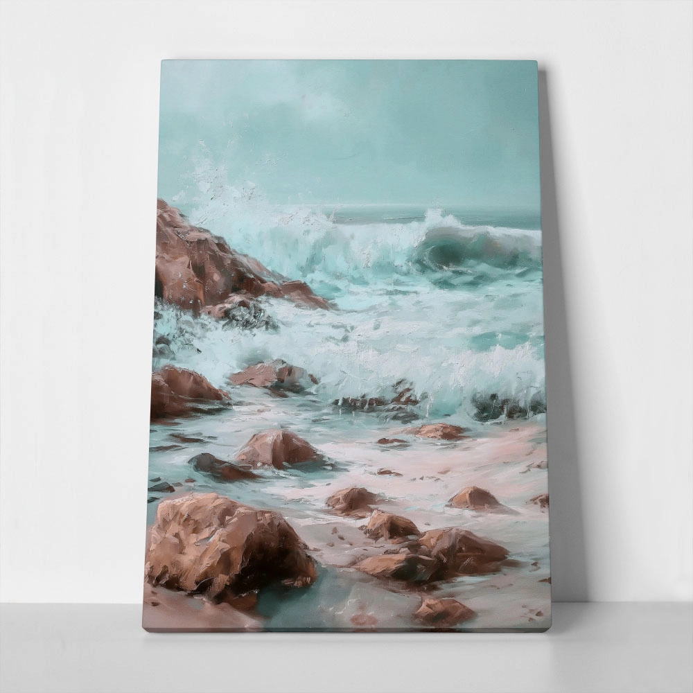 Πίνακας σε Καμβά VINTAGE PASTEL COASTAL WAVES 5