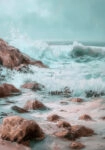 Πίνακας σε Καμβά VINTAGE PASTEL COASTAL WAVES 5
