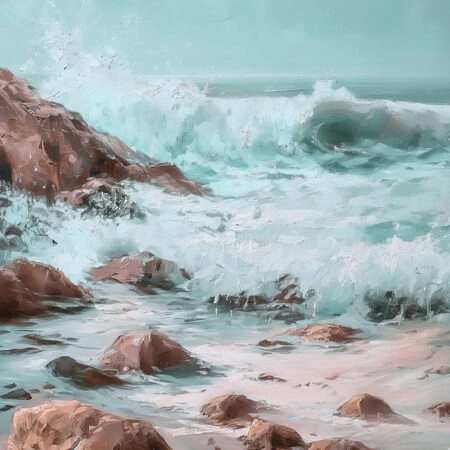 Πίνακας σε Καμβά VINTAGE PASTEL COASTAL WAVES 5 - Vintage Sticky 5