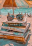Πίνακας σε Καμβά VINTAGE PASTEL COASTAL WAVES BEACH BOOKS 2