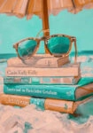 Πίνακας σε Καμβά VINTAGE PASTEL COASTAL WAVES BEACH BOOKS 3