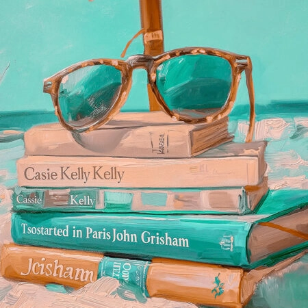 Πίνακας σε Καμβά VINTAGE PASTEL COASTAL WAVES BEACH BOOKS 3 - Vintage Sticky 5