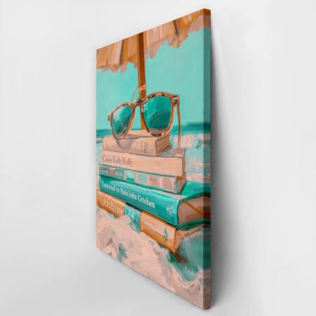 Πίνακας σε Καμβά VINTAGE PASTEL COASTAL WAVES BEACH BOOKS 3 - Vintage Sticky 2