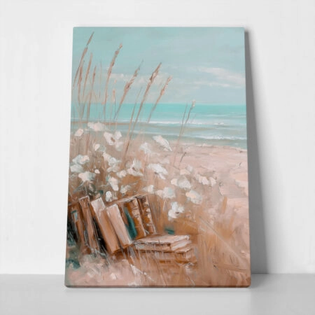 Πίνακας σε Καμβά VINTAGE PASTEL COASTAL WAVES BEACH BOOKS 4