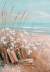 Πίνακας σε Καμβά VINTAGE PASTEL COASTAL WAVES BEACH BOOKS 4
