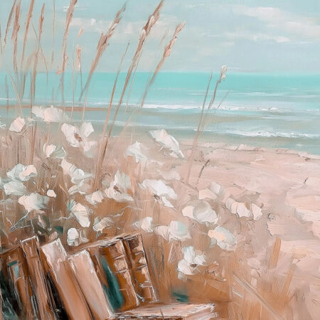 Πίνακας σε Καμβά VINTAGE PASTEL COASTAL WAVES BEACH BOOKS 4 - Vintage Sticky 5
