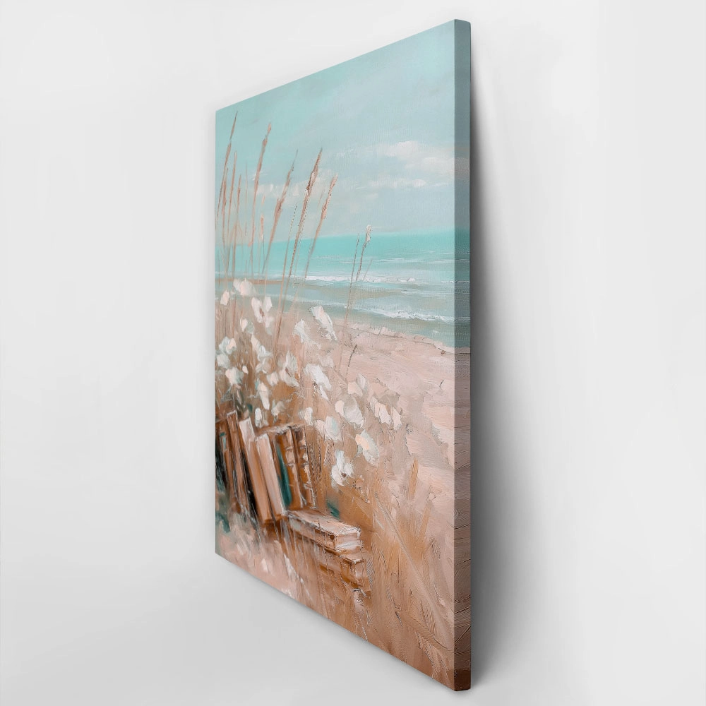 Πίνακας σε Καμβά VINTAGE PASTEL COASTAL WAVES BEACH BOOKS 4