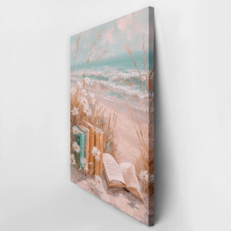 Πίνακας σε Καμβά VINTAGE PASTEL COASTAL WAVES BEACH BOOKS 5 - Vintage Sticky 2