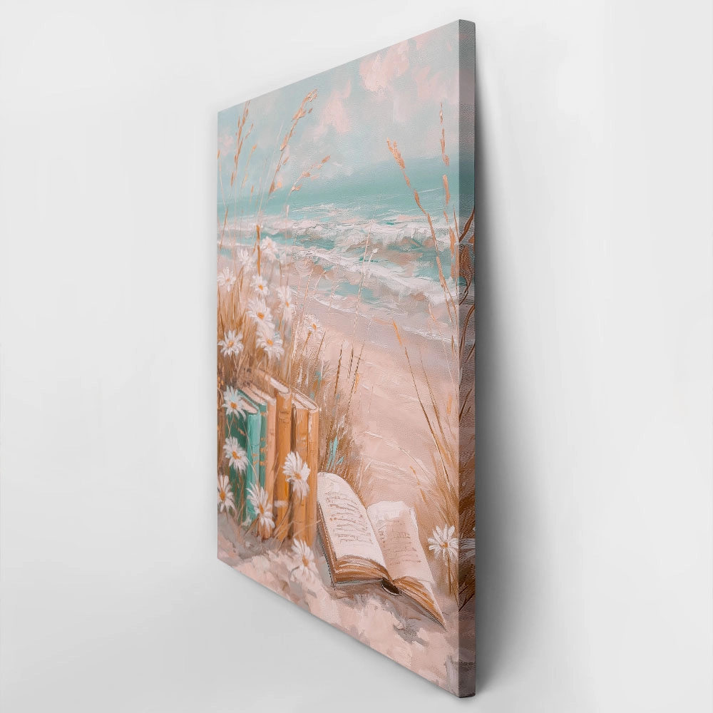 Πίνακας σε Καμβά VINTAGE PASTEL COASTAL WAVES BEACH BOOKS 5