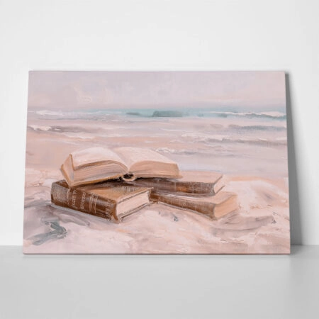 Πίνακας σε Καμβά VINTAGE PASTEL COASTAL WAVES BEACH BOOKS 6