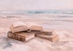 Πίνακας σε Καμβά VINTAGE PASTEL COASTAL WAVES BEACH BOOKS 6