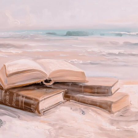 Πίνακας σε Καμβά VINTAGE PASTEL COASTAL WAVES BEACH BOOKS 6 - Vintage Sticky 5