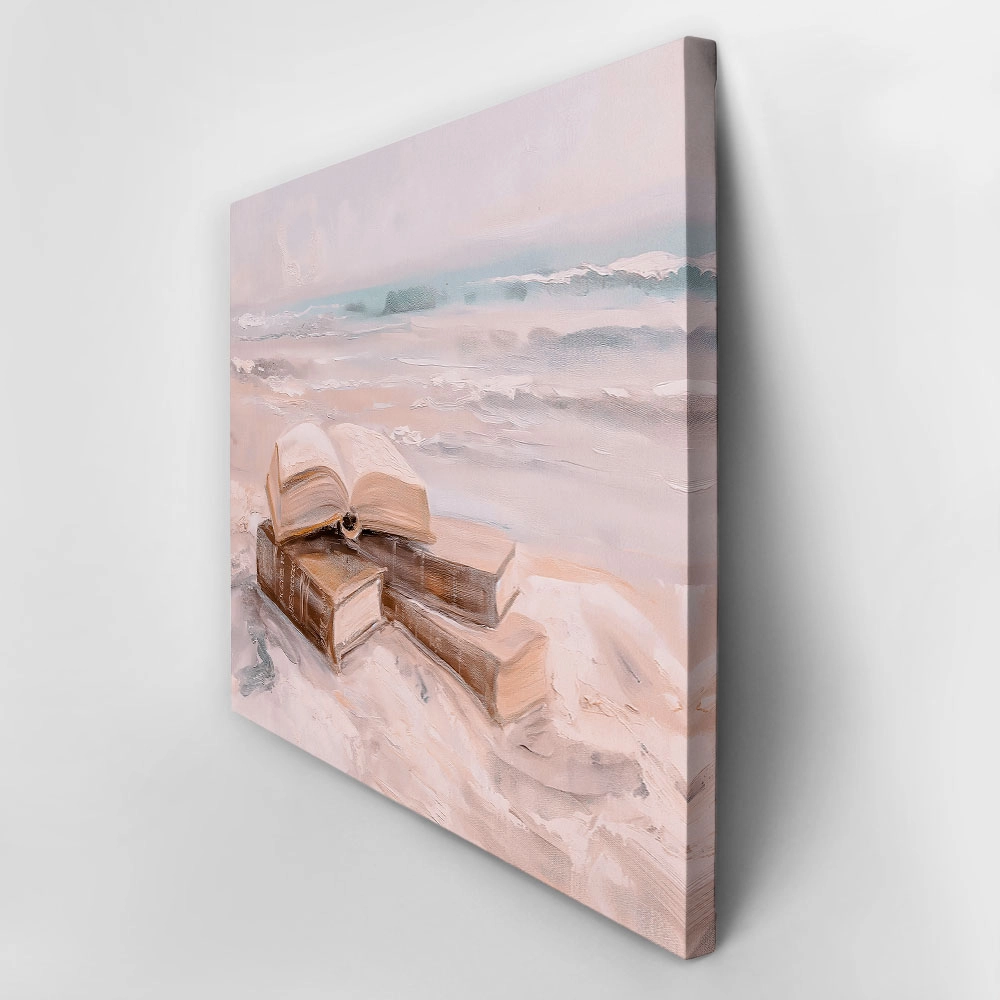Πίνακας σε Καμβά VINTAGE PASTEL COASTAL WAVES BEACH BOOKS 6