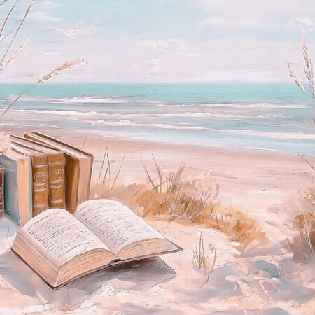 Πίνακας σε Καμβά VINTAGE PASTEL COASTAL WAVES BEACH BOOKS 7 - Vintage Sticky 5
