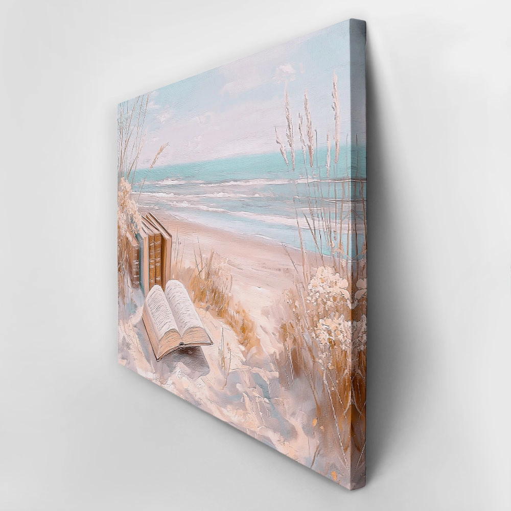 Πίνακας σε Καμβά VINTAGE PASTEL COASTAL WAVES BEACH BOOKS 7