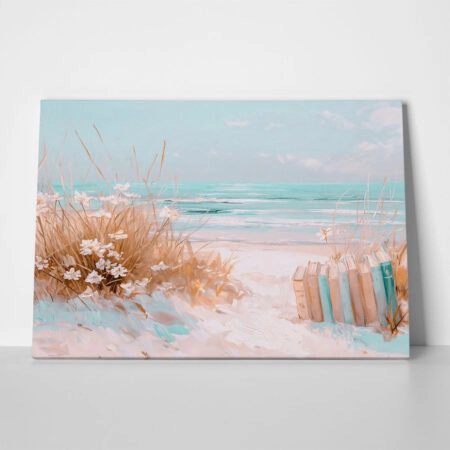 Πίνακας σε Καμβά VINTAGE PASTEL COASTAL WAVES BEACH BOOKS 8 - Vintage